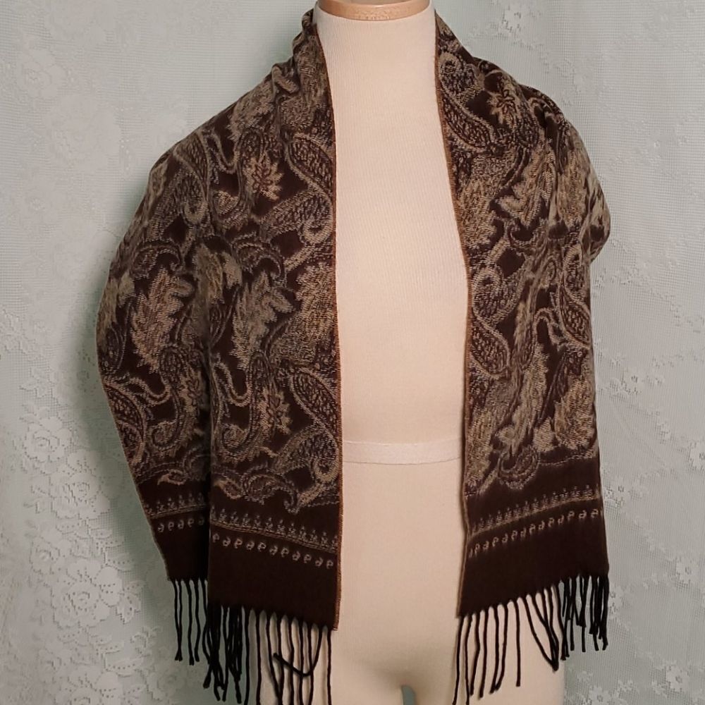 Coshmink scarf,  53" X 12", without the fringe.‎
